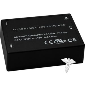 Alimentation AC-DC Médicale 2xMOPP, moulée 60W
